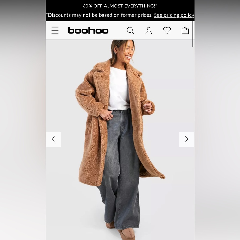 Boohoo oversized teddy faux fur coat